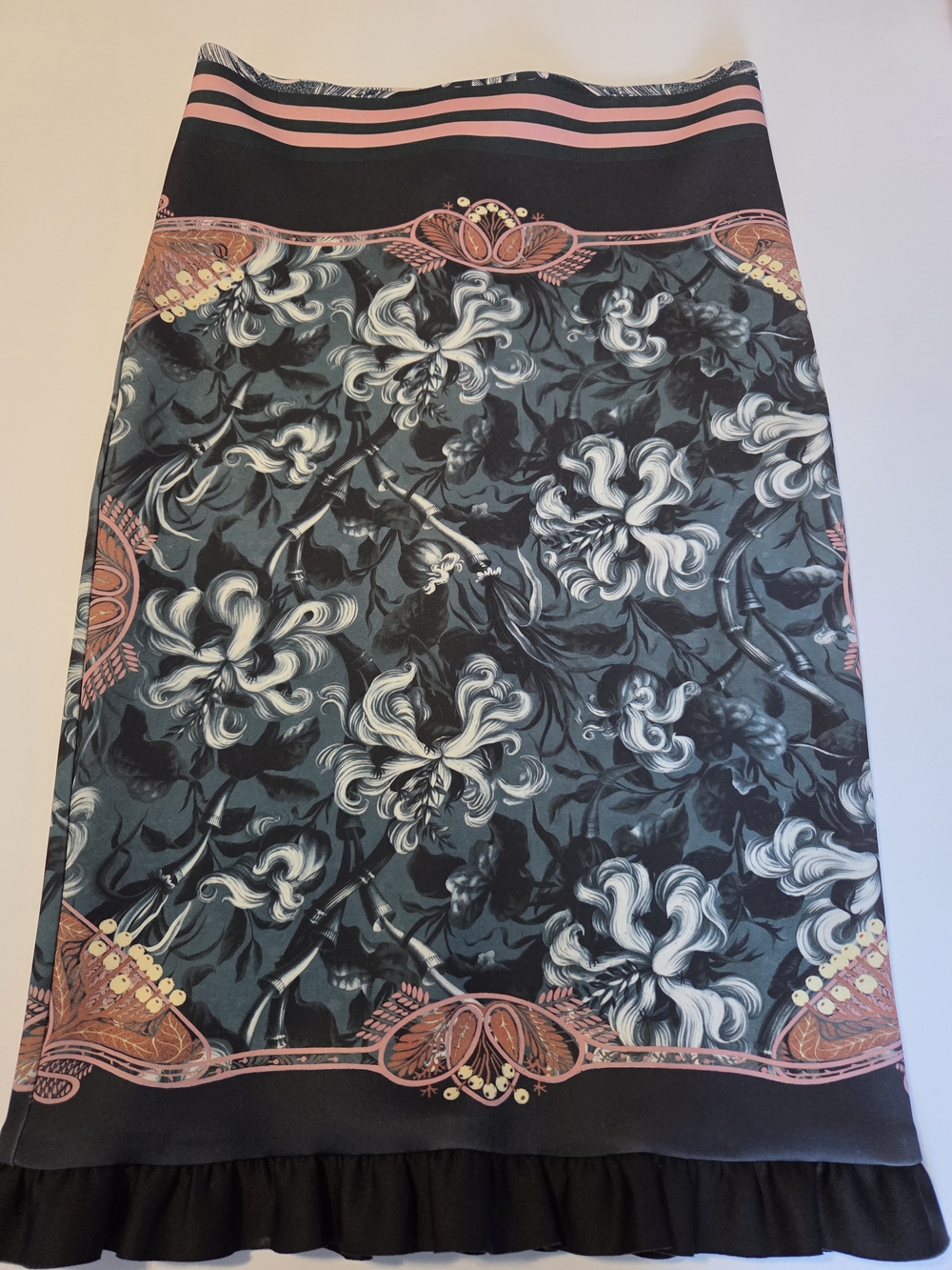 Clover Canyon Floral A-Line Swim Skirt in Teal, Pink and Black